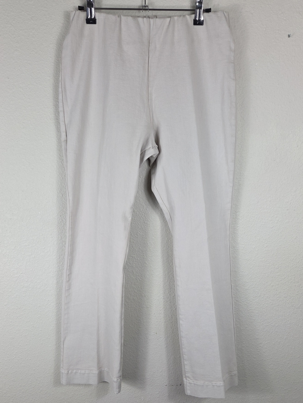 Ann Mashburn Pull On Pants Cream Straight Leg Elastic Waist Size M
